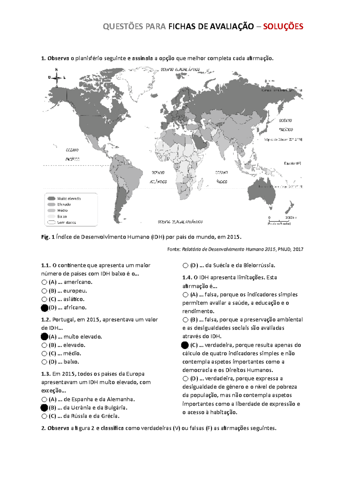Questoes geografia Solucoes 1 - QUESTÕES PARA FICHAS DE AVALIAÇÃO ...