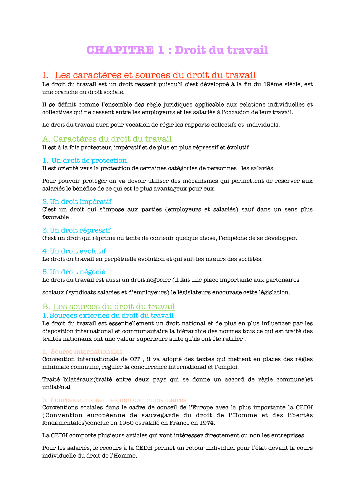 sujet dissertation droit du travail