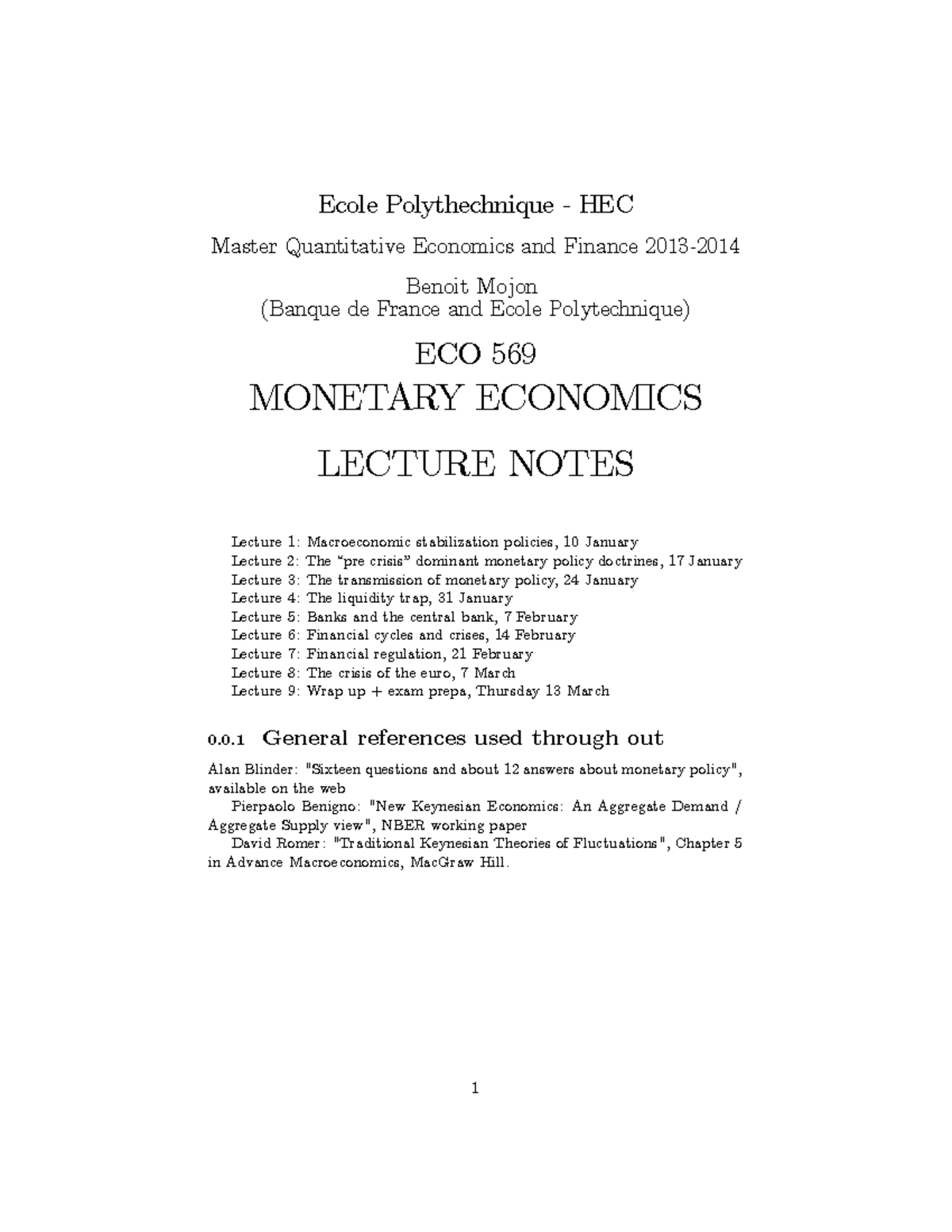 monetary-economics-lecture-notes-ecole-polythechnique-hec-master