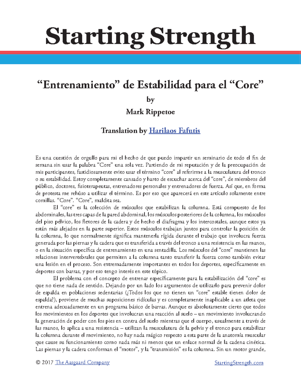 Entrenamiento de estabilidad para el core - “Entrenamiento” de ...