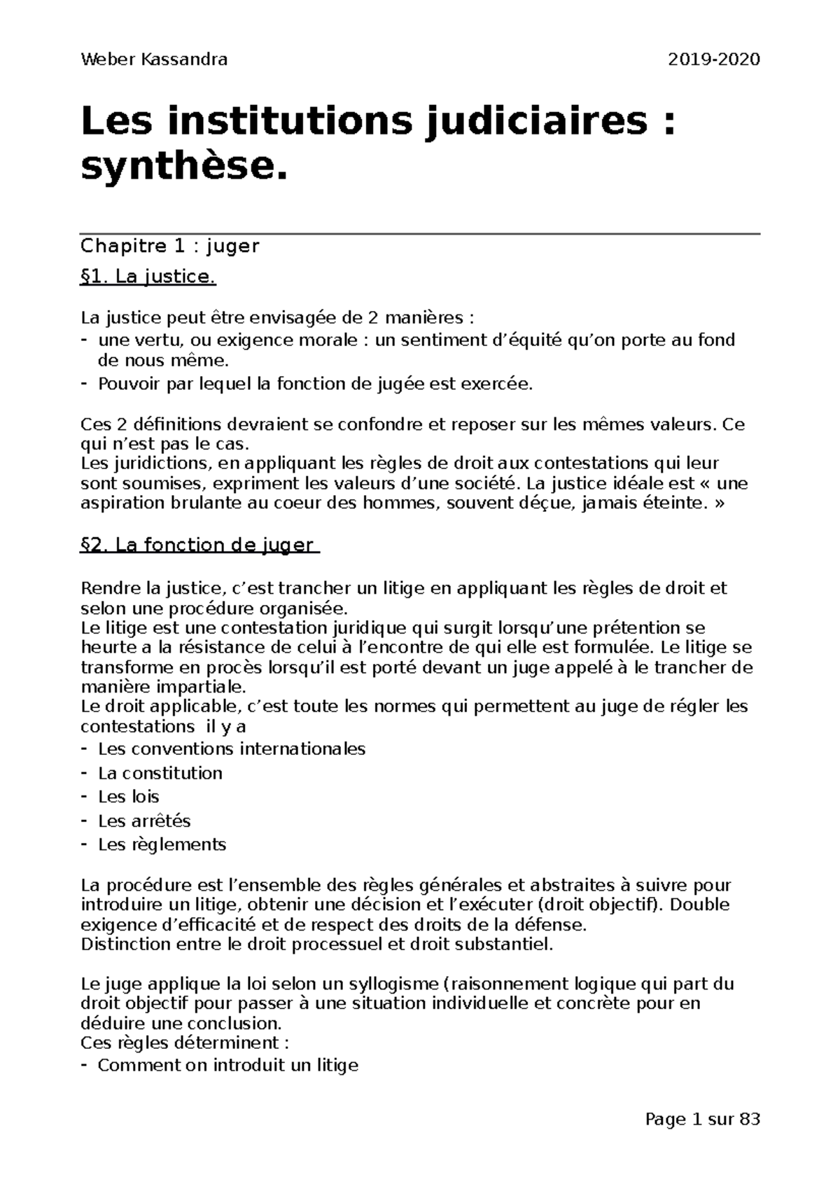 Synthèse Judiciaire - Les Institutions Judiciaires : Synthèse. Chapitre ...