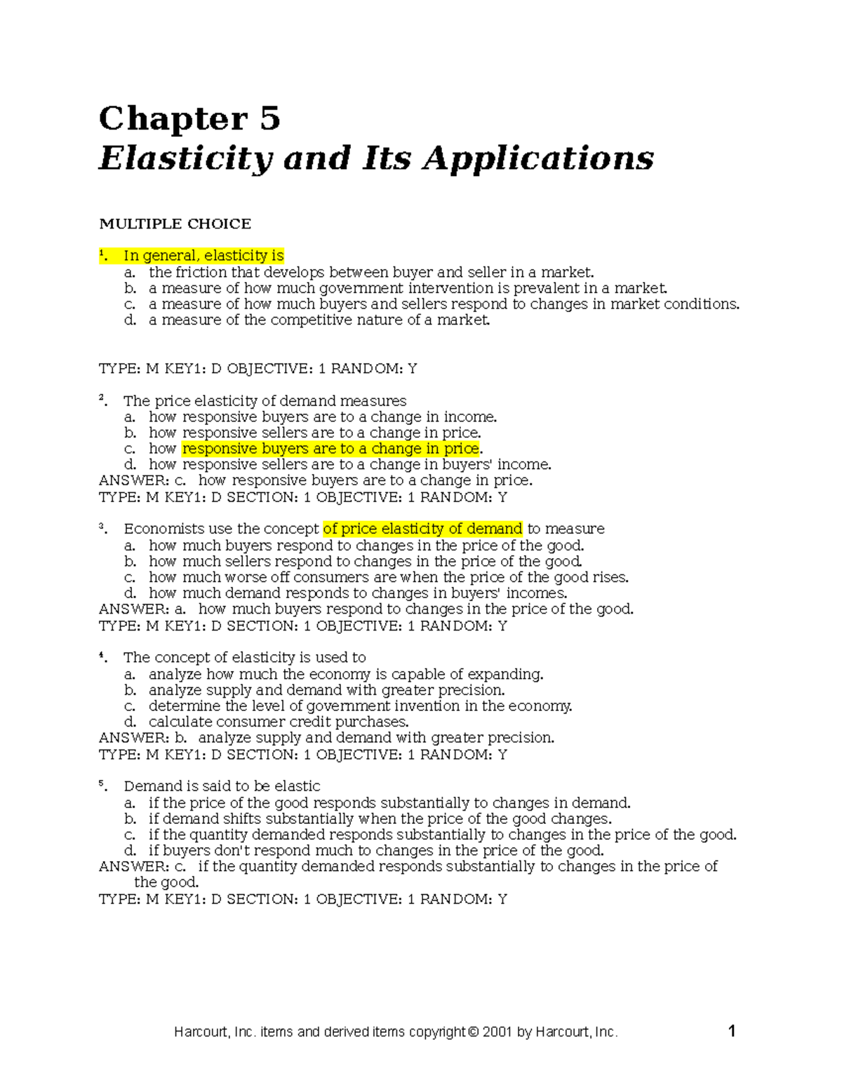 Chap05 - Chapter 5 - Chapter 5 Elasticity And Its Applications MULTIPLE ...