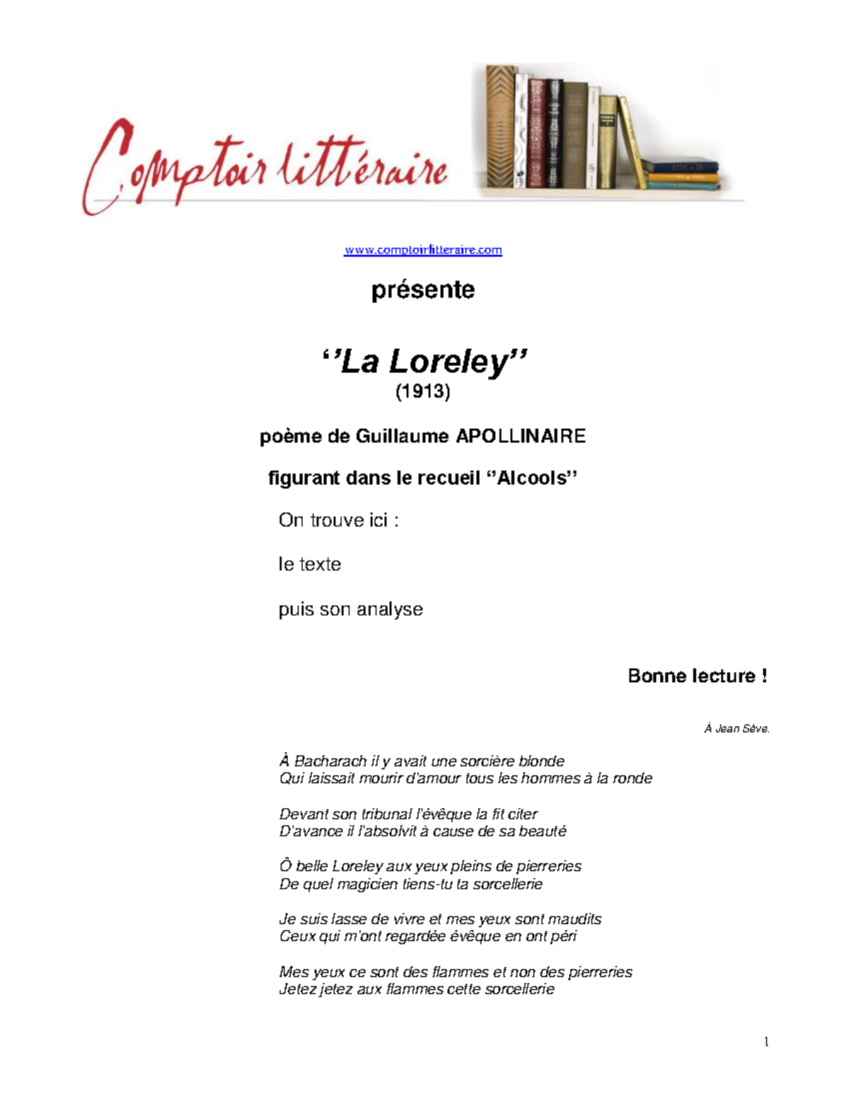 La Loreley Apollinaire Poème: La Loreley Poème – XJZV