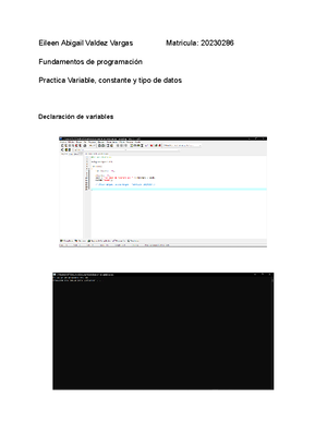 Practica tarea 2 DE TIPO DE Datos, Constantes Y Variables - Code page 3 ...