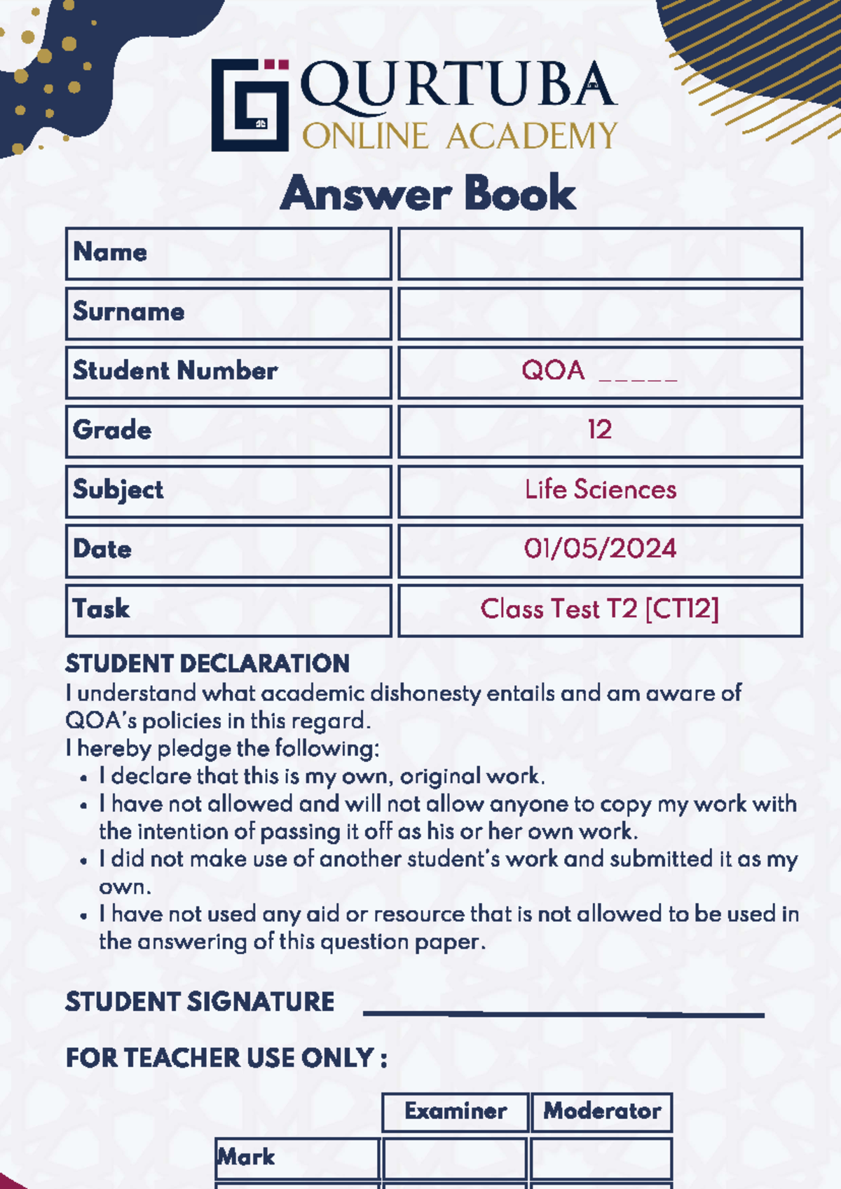 Bio Question Paper Term 2 - Studocu