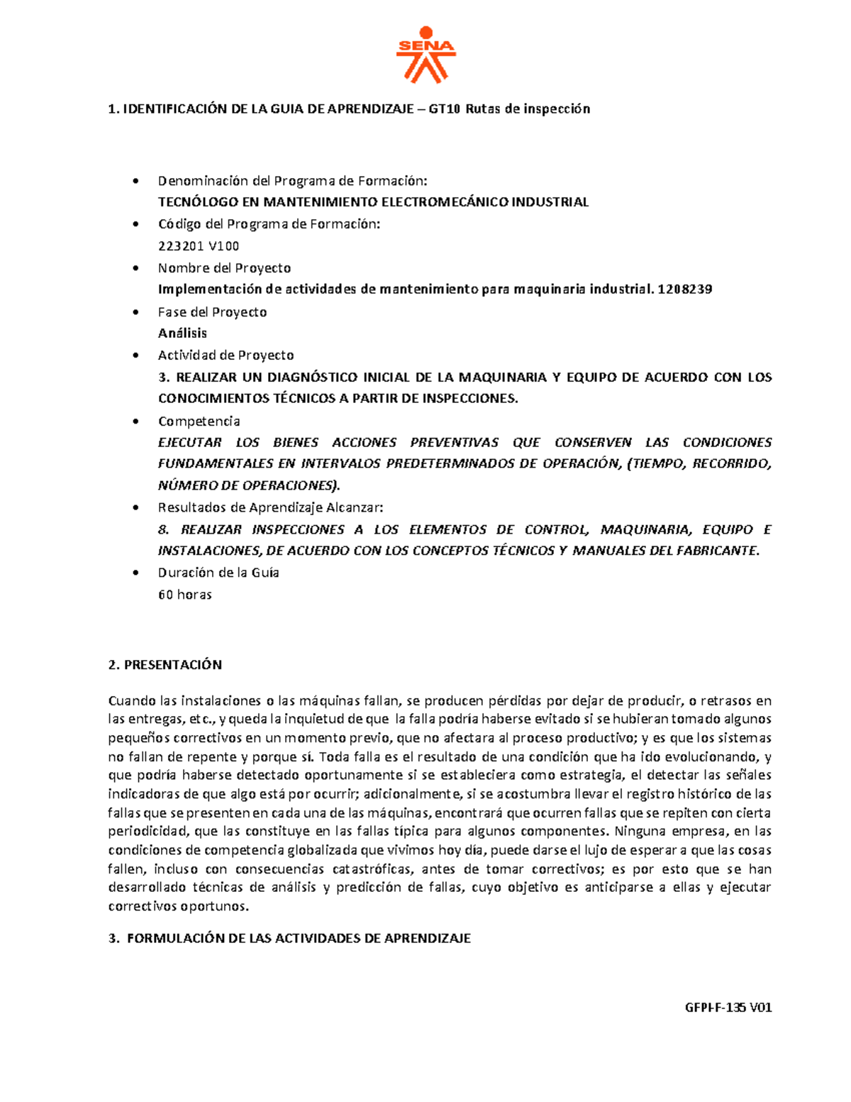 GT10 Rutas de inspeccion - GFPI-F-135 V 01 1. IDENTIFICACIÓN DE LA GUIA ...
