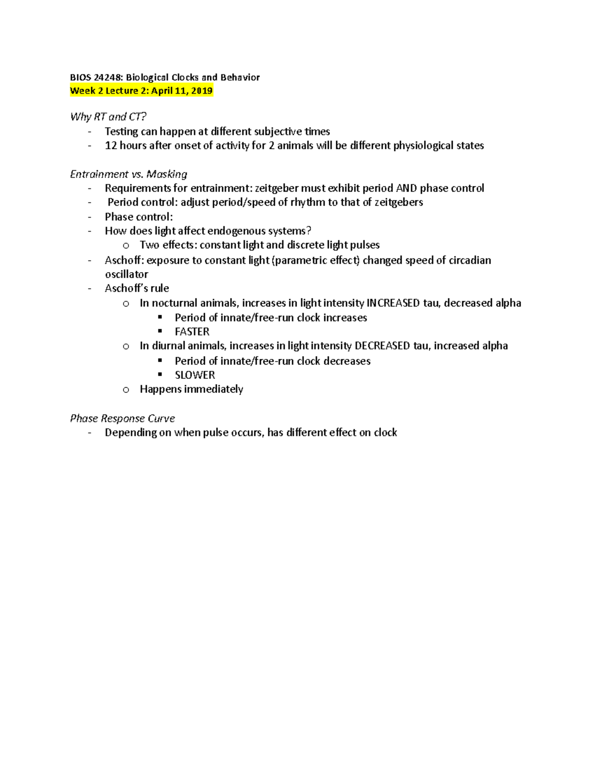 BIOL W2L2 - Lecture notes Week 2 Lecture 2 - BIOS 24248: Biological ...