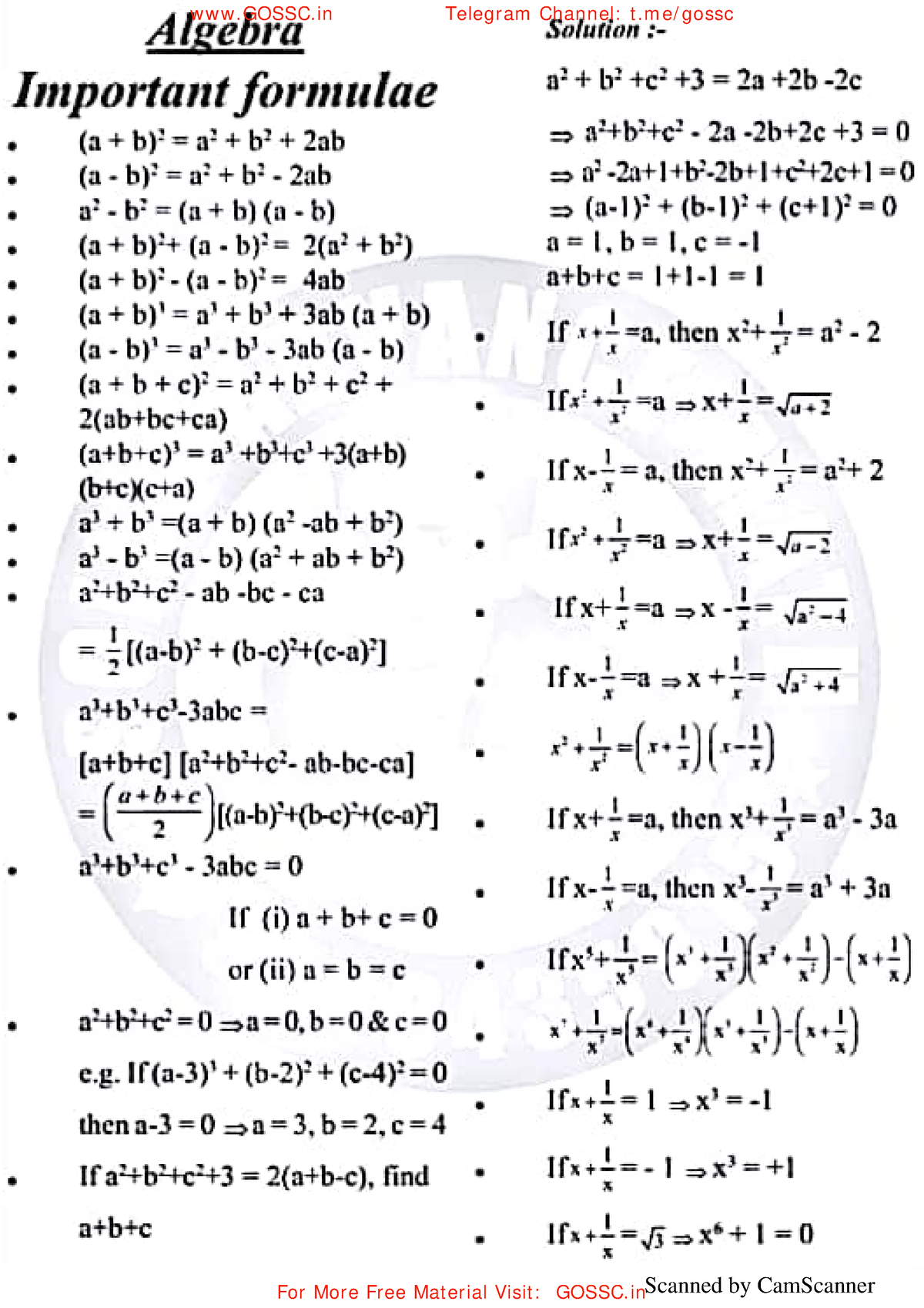 Tricky Algebra [ Gossc - Mathematics I - Scanned By CamScanner Scanned By CamScanner Scanned By ...