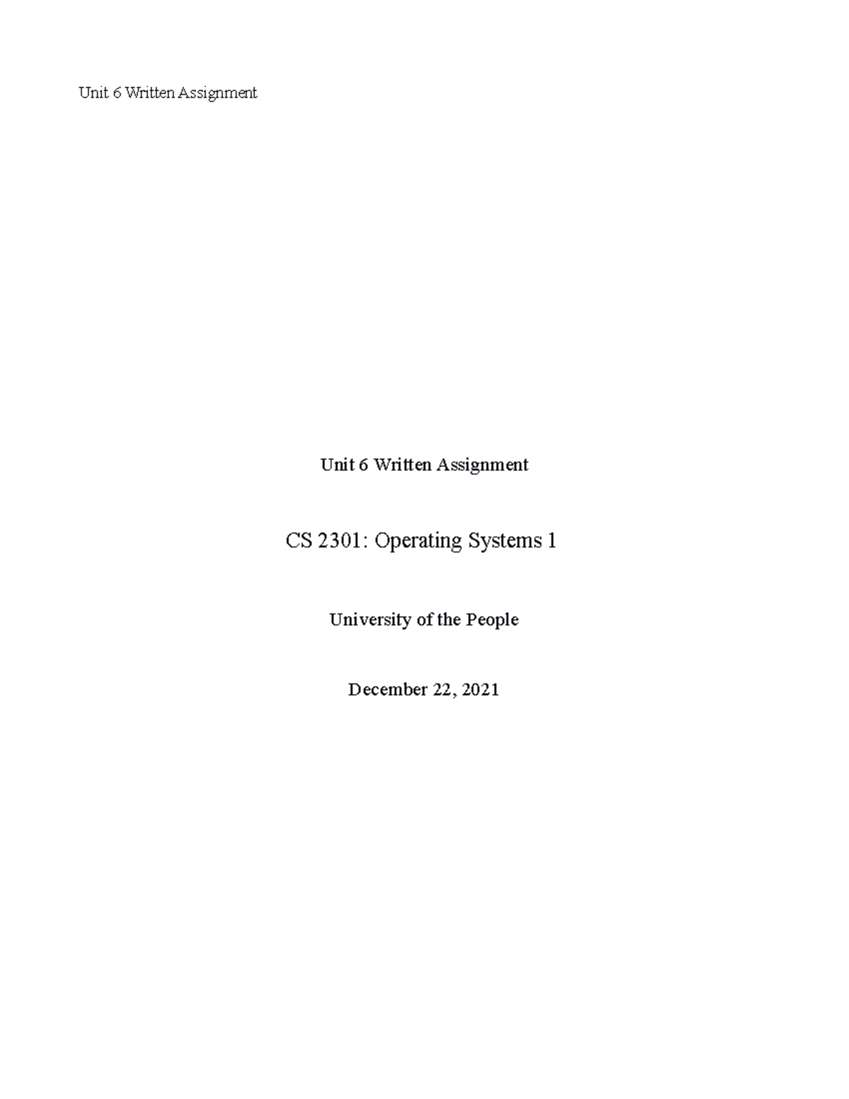 Unit 6 Written Assignment - Operating system - Studocu