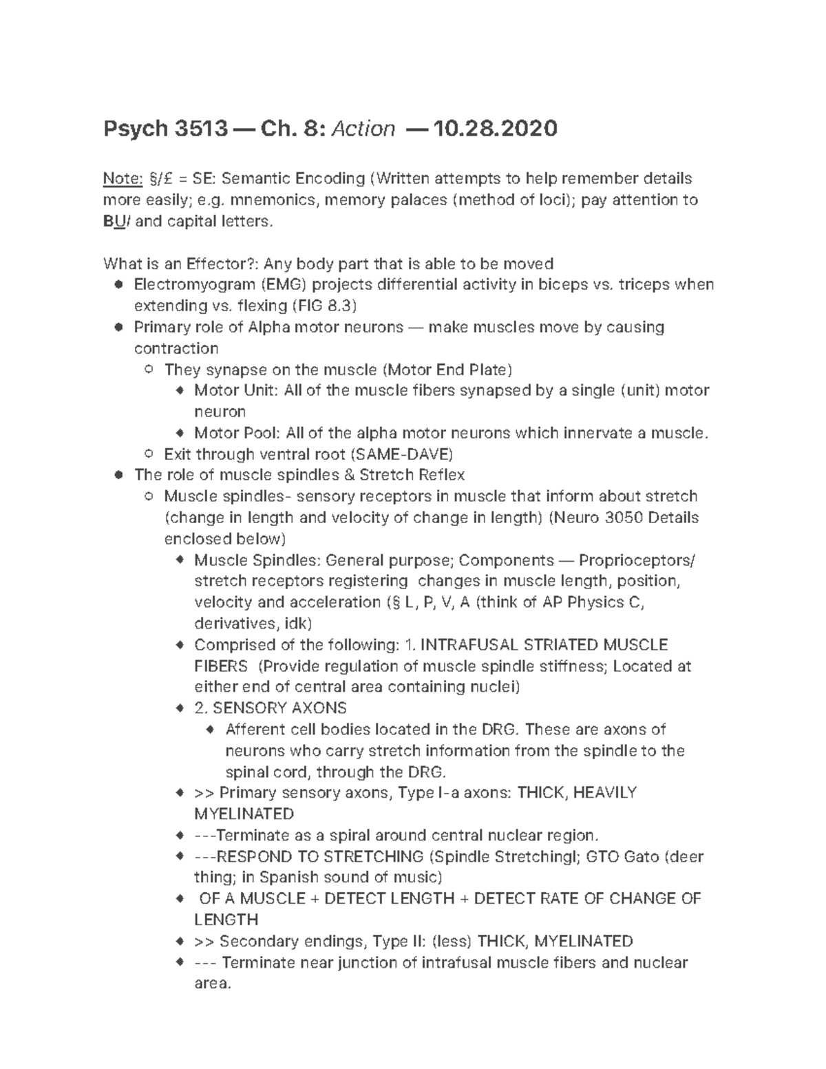 Psych 3513 — Ch. 8: Action - Psych 3513 — Ch. 8: Action — 10. - Studocu