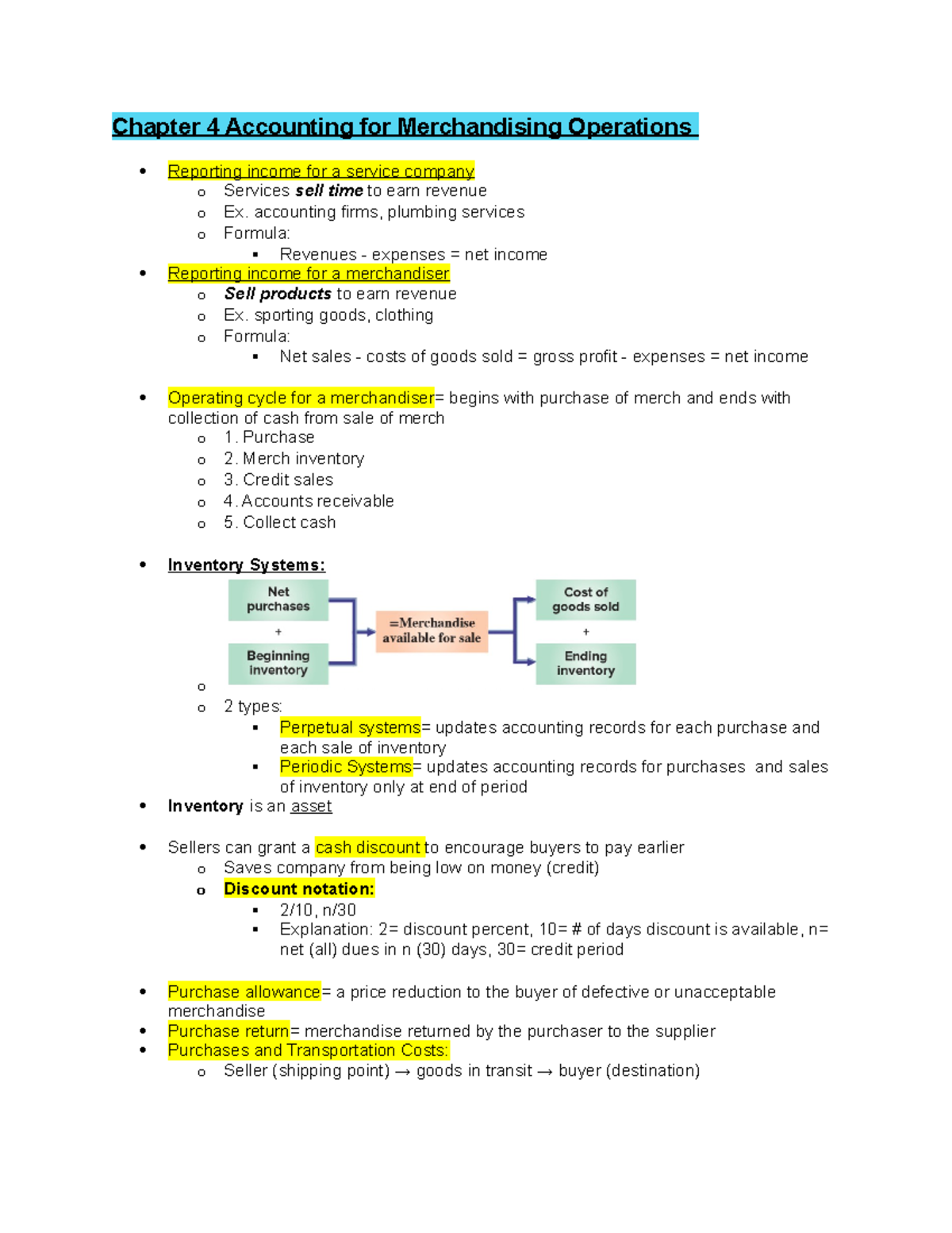 Chapter 4 Accounting For Merchandising Operations - Chapter 4 ...