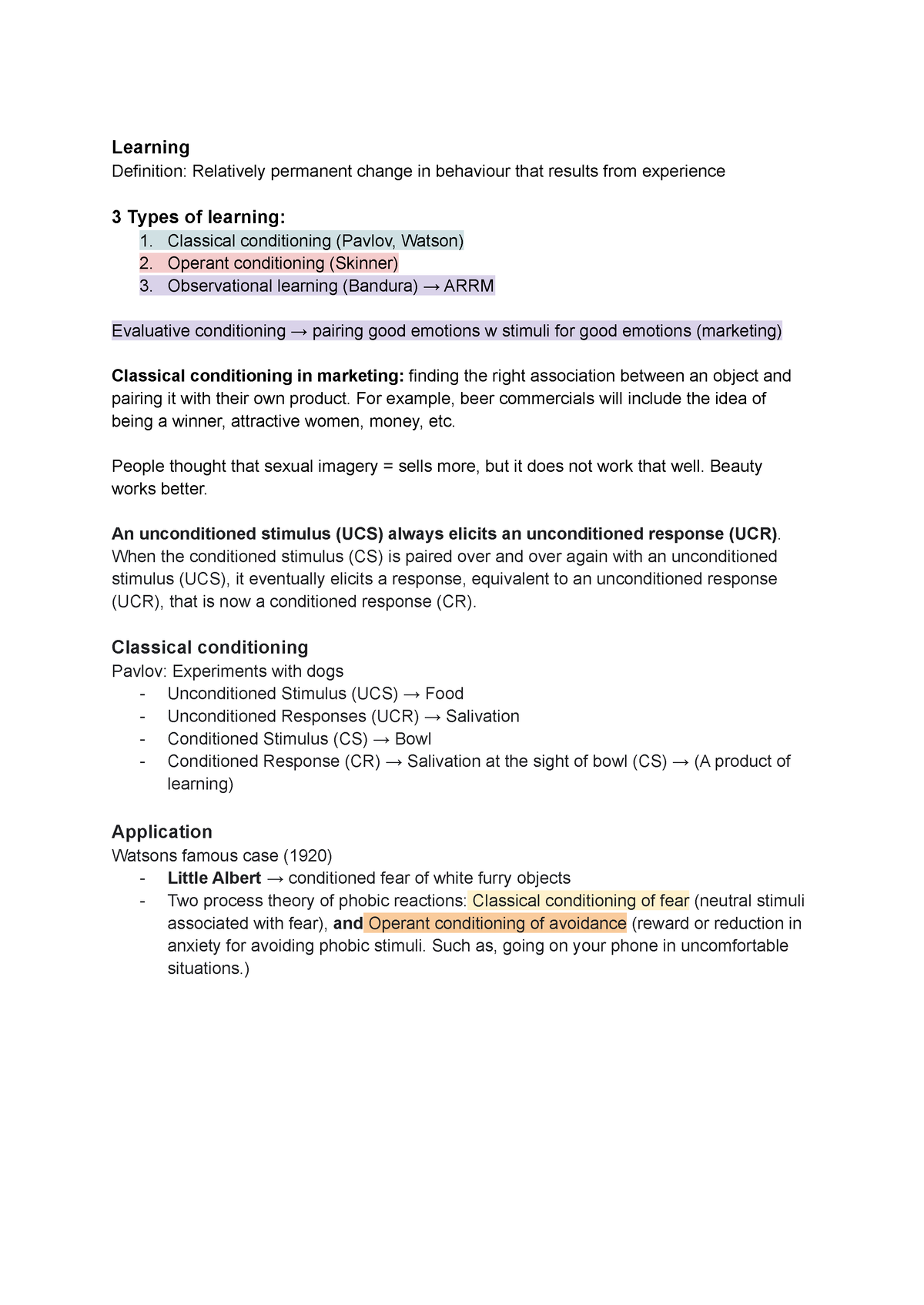 Psych Ch 6 - Myriam Mongrain - Learning Definition: Relatively ...