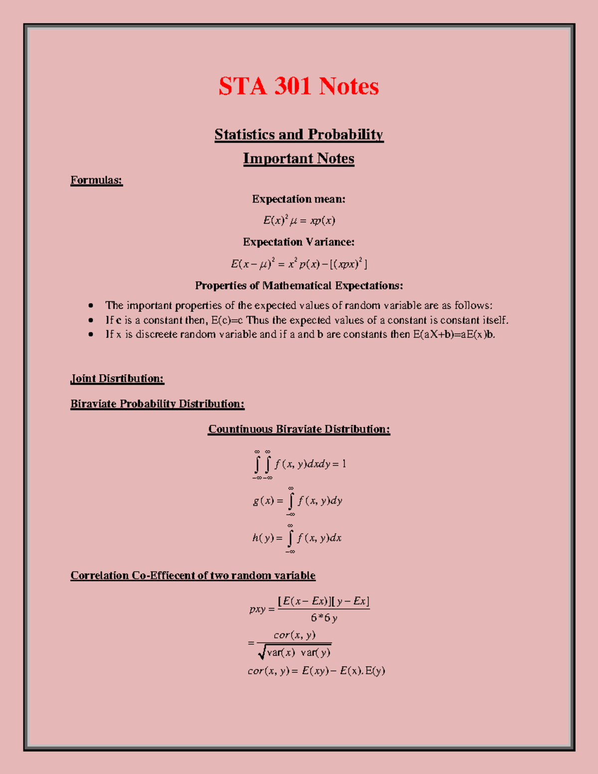 Statistics And Probability Lectures Notes - STA 301 Notes Statistics ...