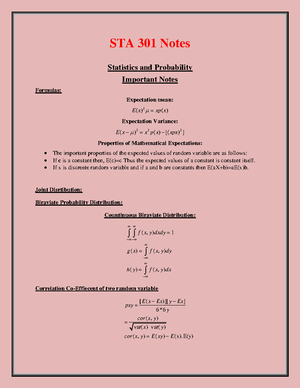 STA301 Formulas All Formulas From Handouts - Formulas FROM LECTURE 01 ...