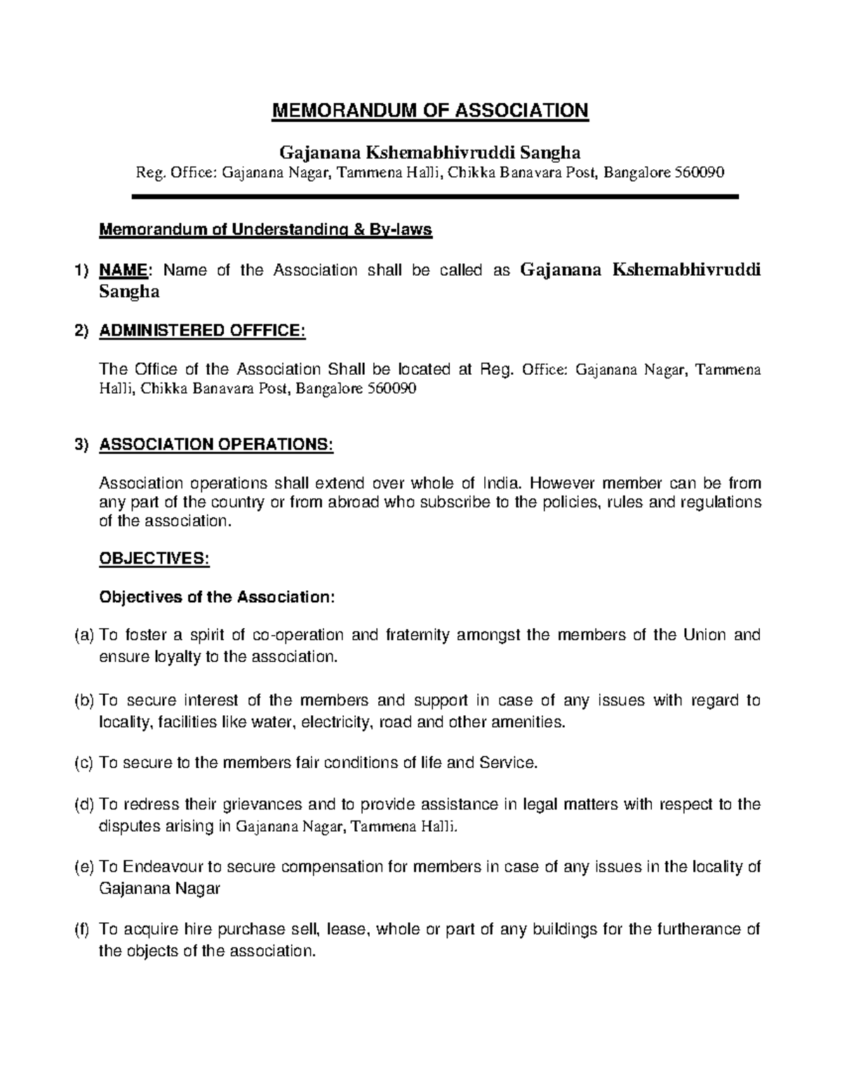 bye-law-drafting-pleading-memorandum-of-association-gajanana