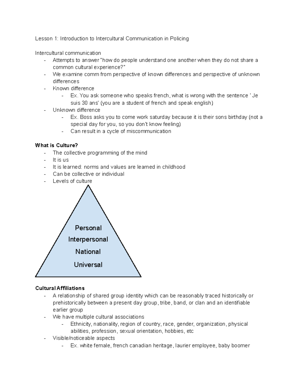 Quiz 1 (Ch 1-3) - note - Lesson 1: Introduction to Intercultural ...