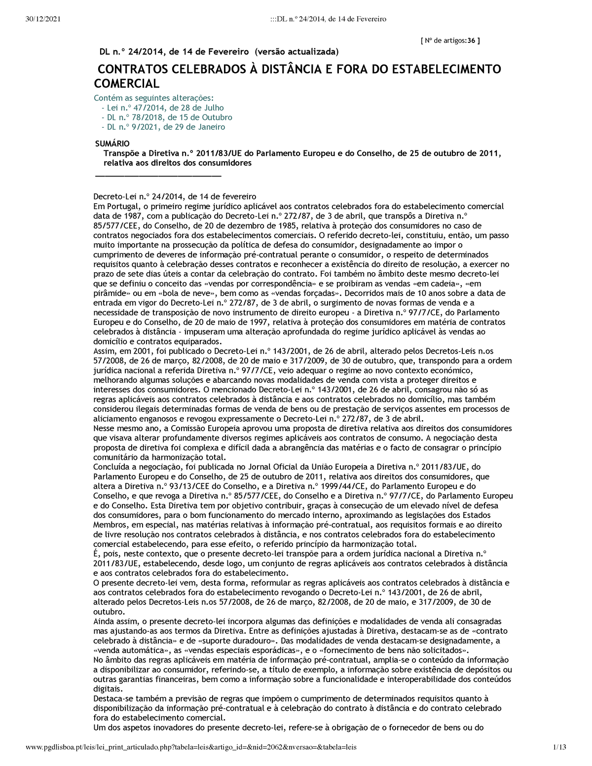 Contratos Celebrados A Distancia Nº De Artigos 36 Dl Nº 242014 De 14 De Fevereiro 3091