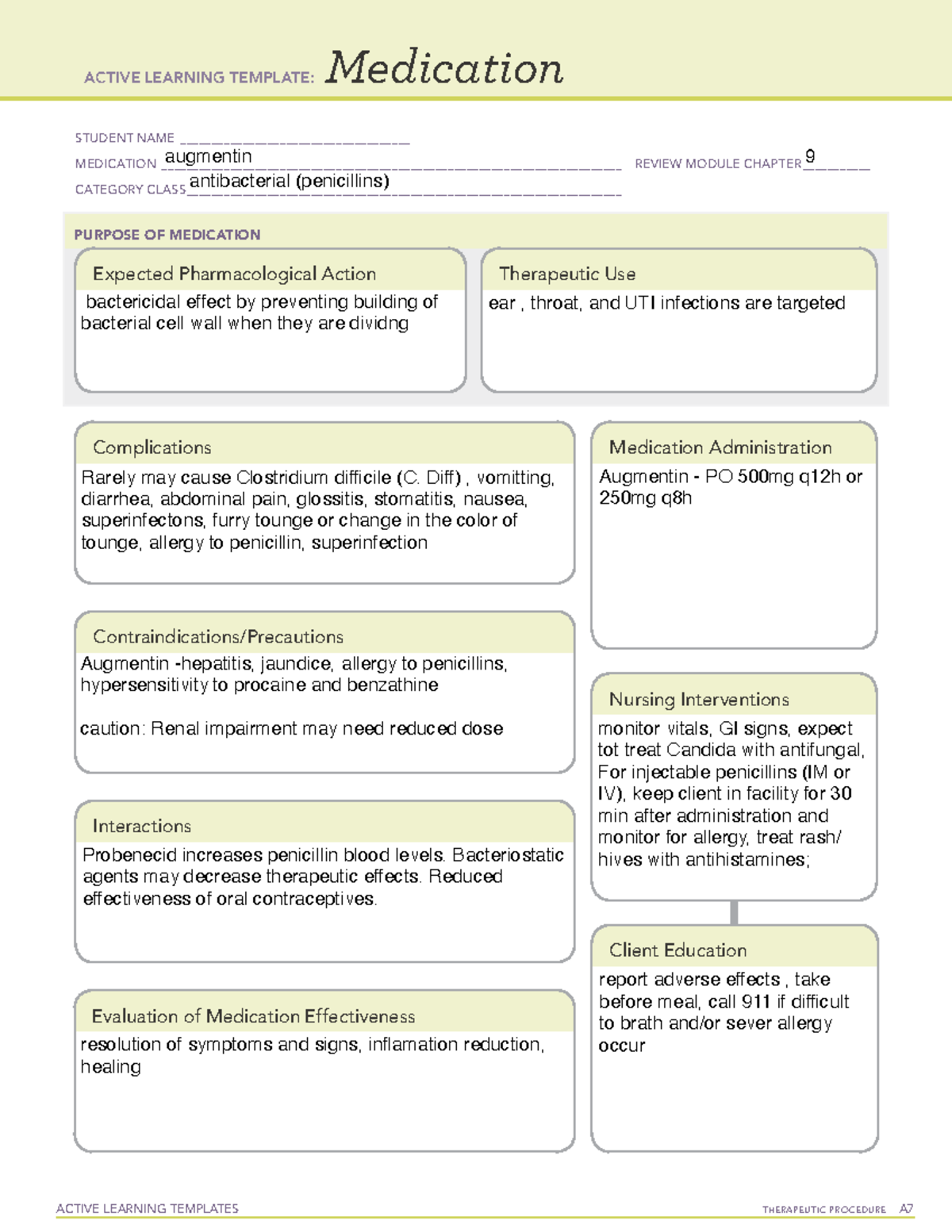 Augmentin - pharmacology graded 100% assignment - ACTIVE LEARNING ...