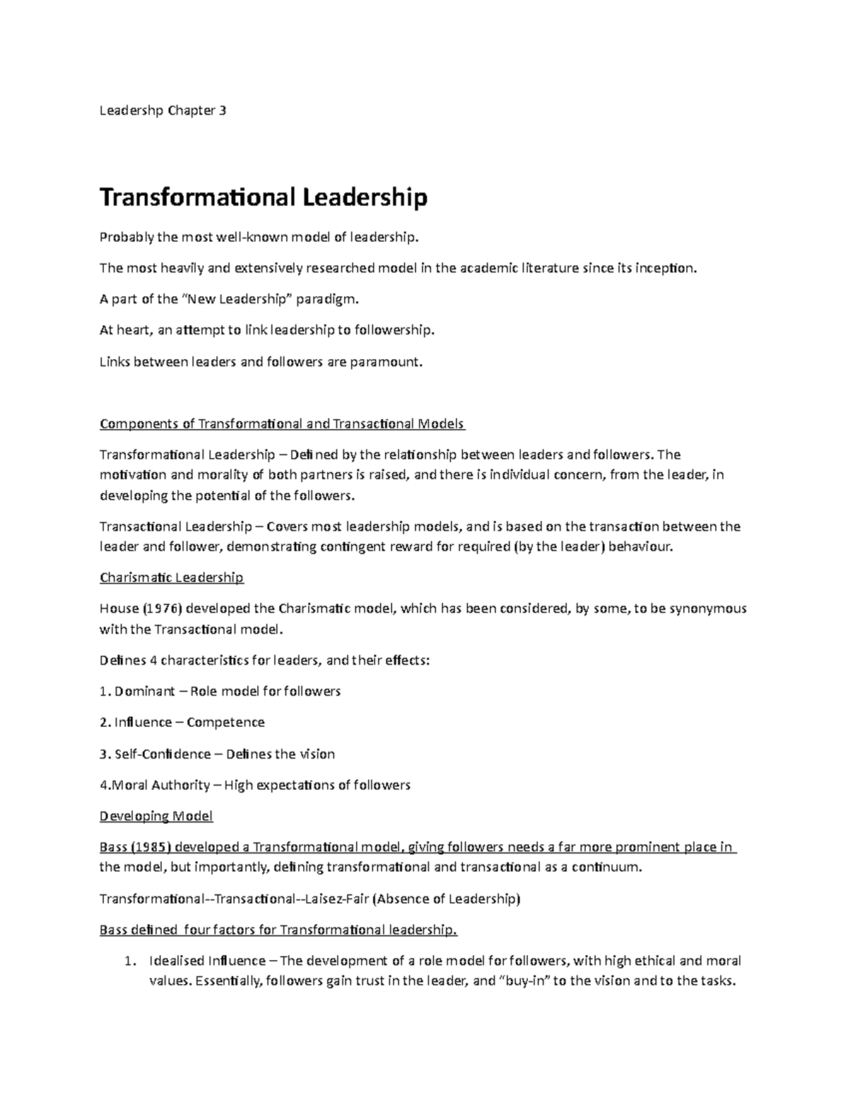 Week3 - Strategic 3 - Leadershp Chapter 3 Transforma琀椀onal Leadership ...