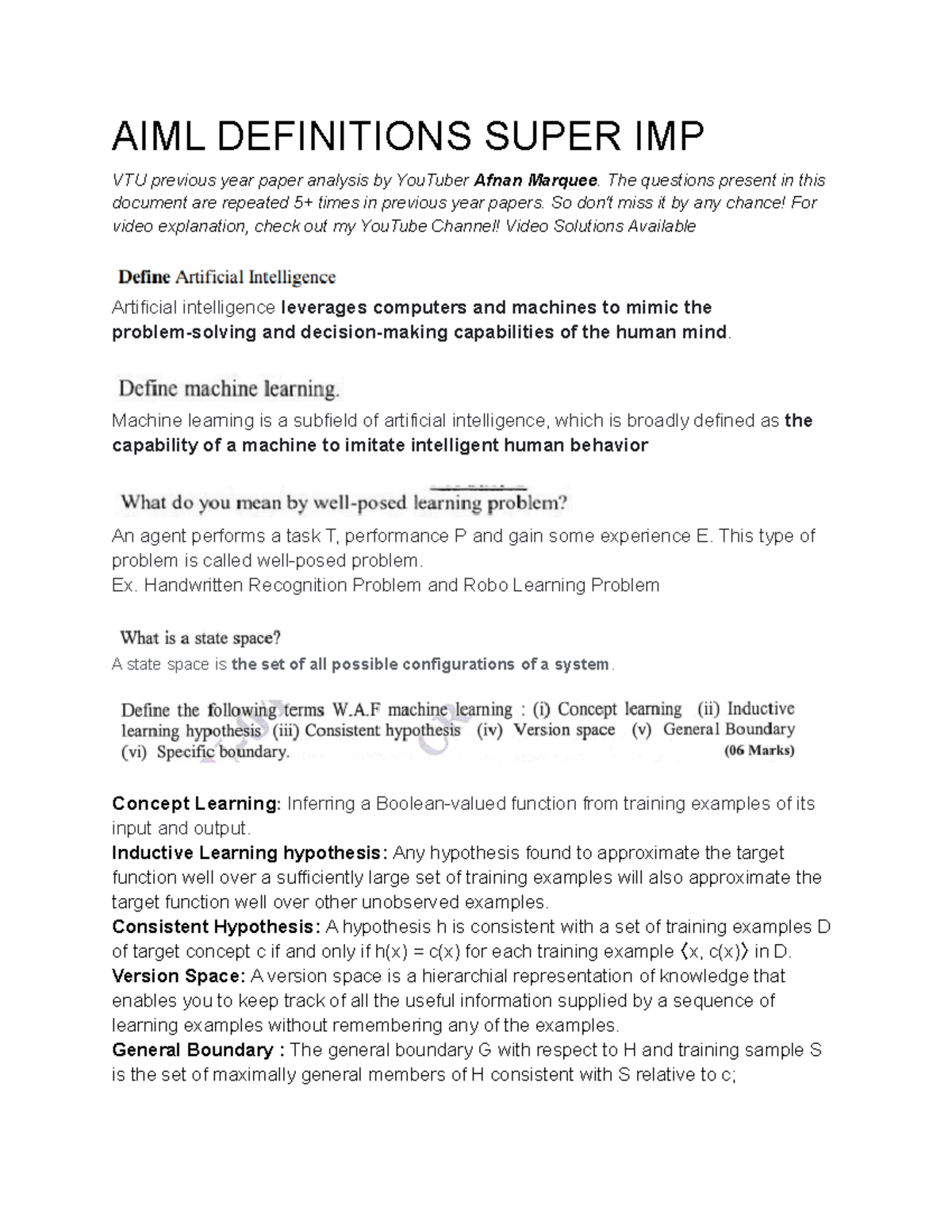 AIML Definitions Super IMP - AIML DEFINITIONS SUPER IMP VTU previous ...