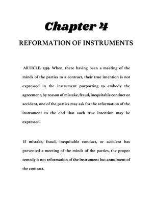 Chapter 4 - Reformation OF Instruments