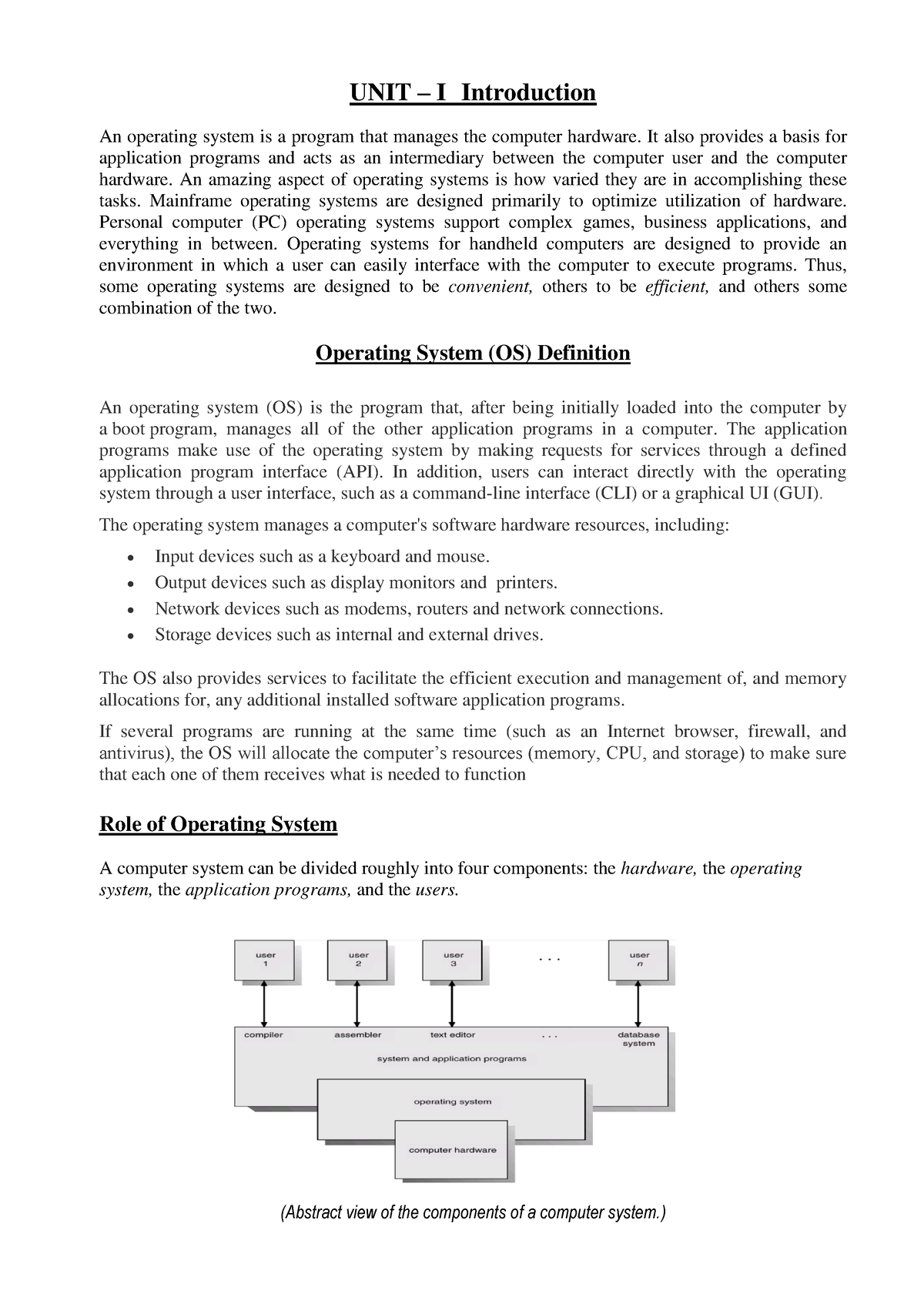 Os Unit 1 - Notes For Easy Reference By Bca Student - UNIT – I ...