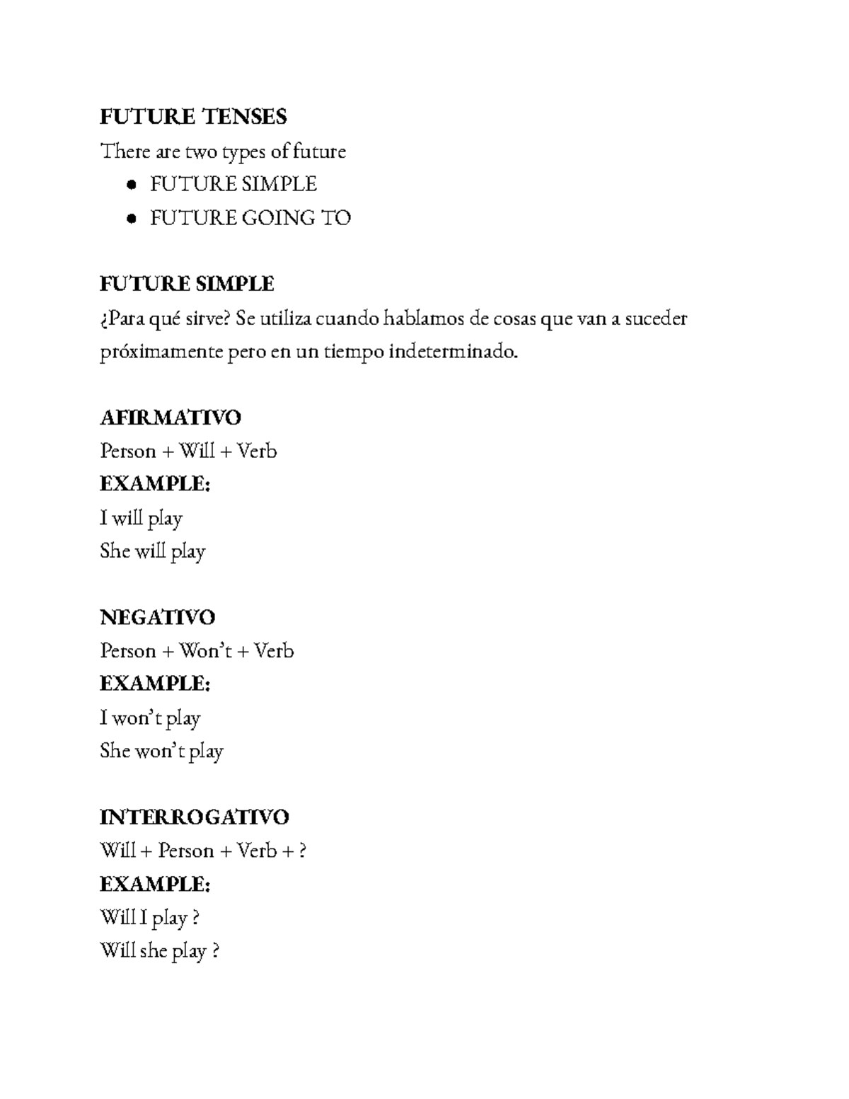 Future tenses - Google Docs - FUTURE TENSES There are two types of ...