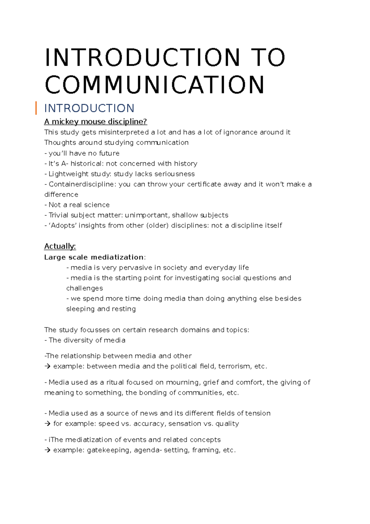 Introduction to communication - INTRODUCTION TO COMMUNICATION ...