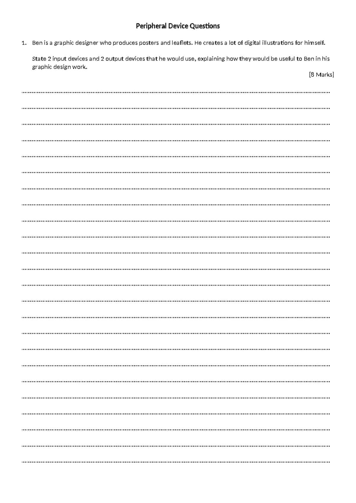 2. Peripheral Devices Essay Question - Peripheral Device Questions 1 ...