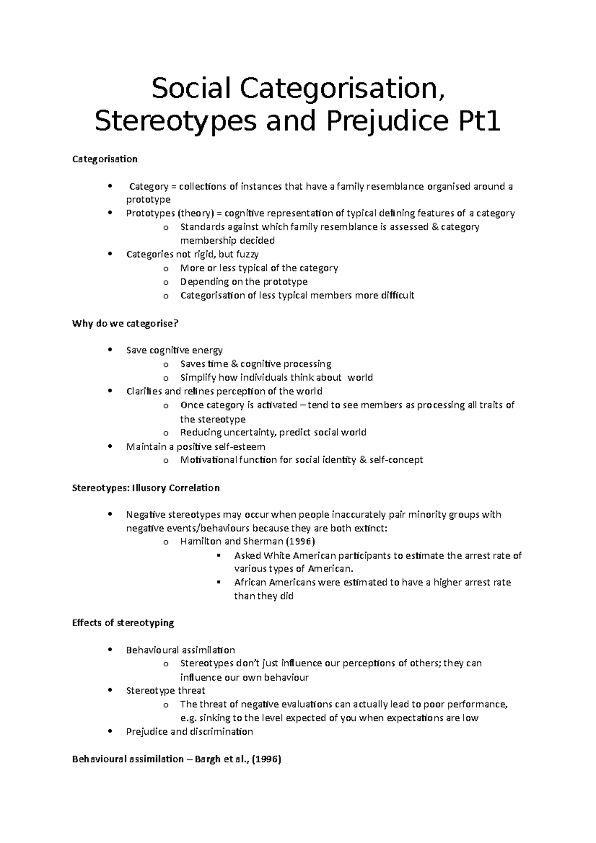 Social Categorisation Pt1 - Social Categorisation, Stereotypes and ...