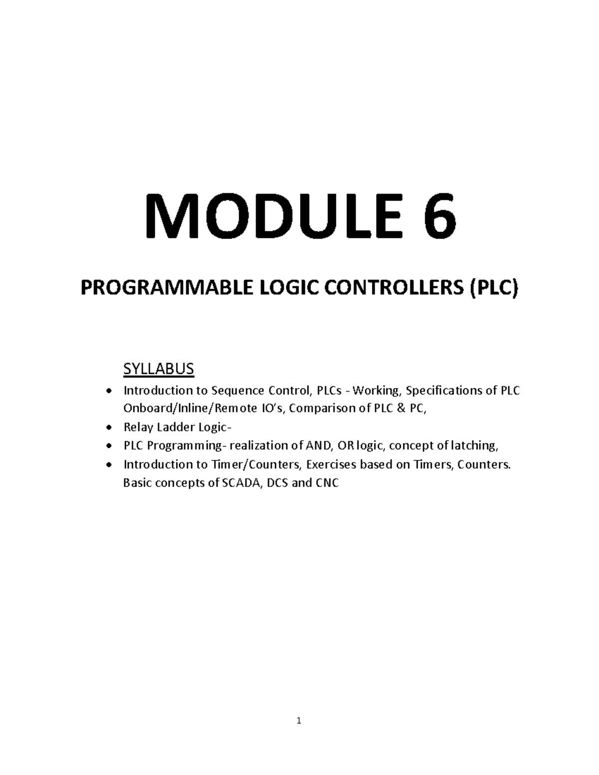 Module 6iia - zmm - MODULE 6 PROGRAMMABLE LOGIC CONTROLLERS (PLC ...