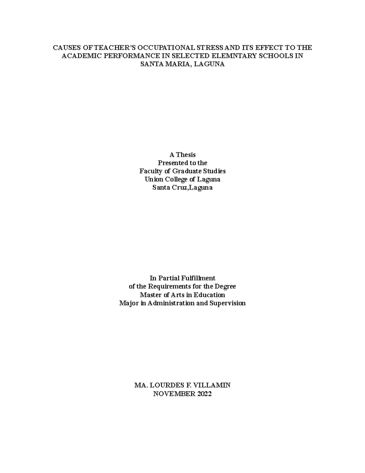 Effects of Teacher occupational stress in teaching learning process of ...