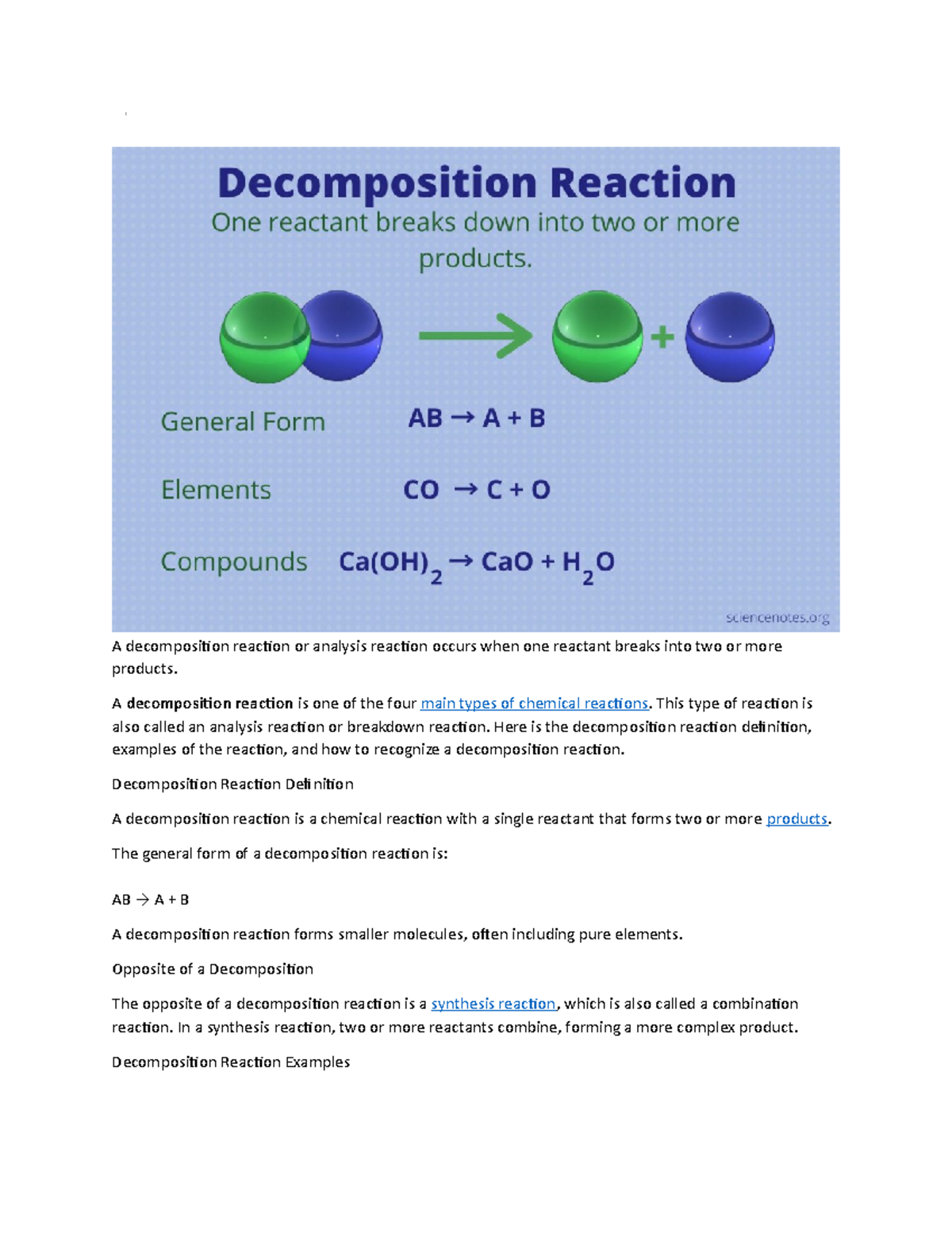 What Is A Decomposition Reaction? Definition And Examples, 58% OFF