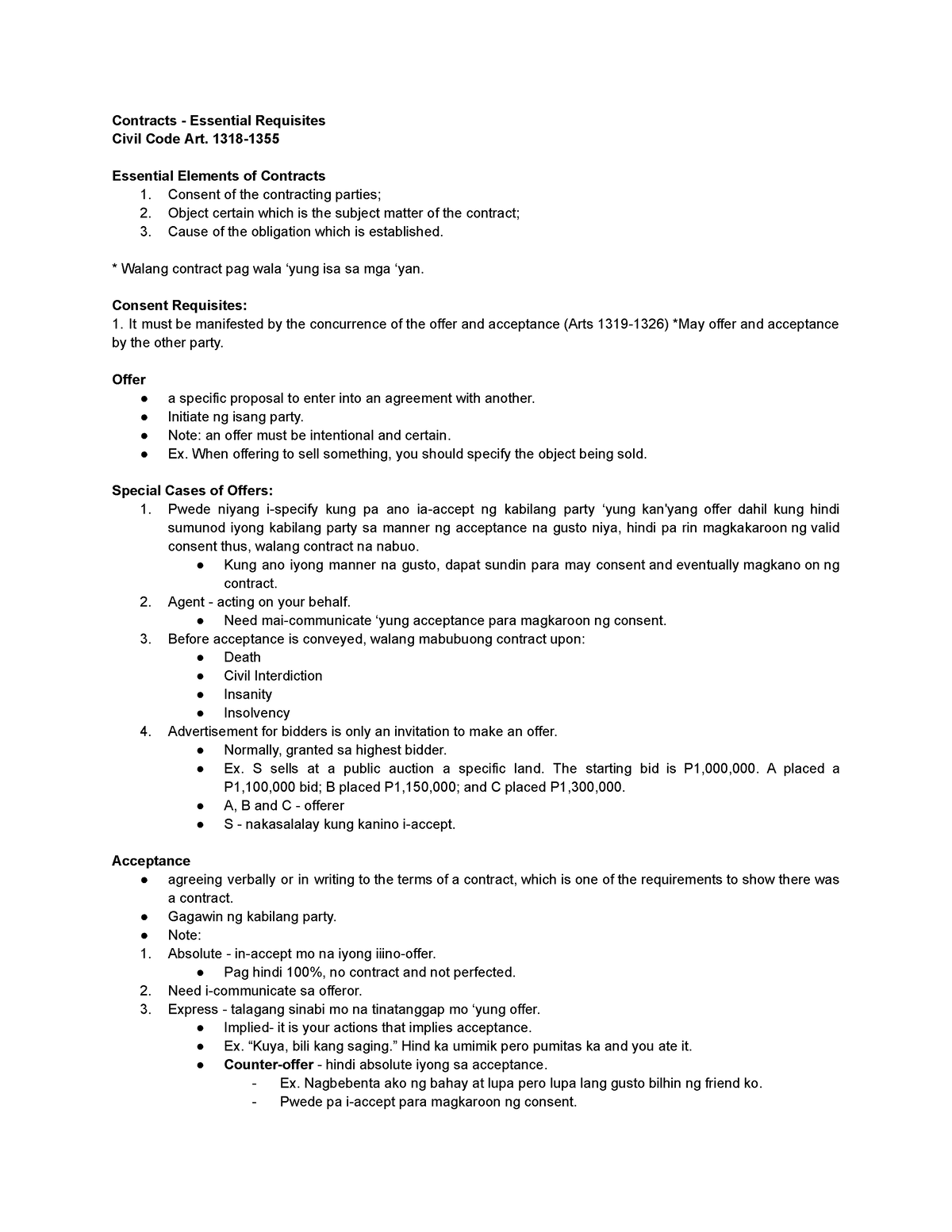 Essential Elements of Contract - Contracts - Essential Requisites Civil ...