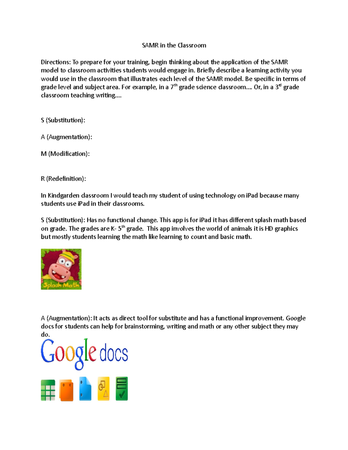 SAMR in the classroom - SAMR Activity - SAMR in the Classroom ...