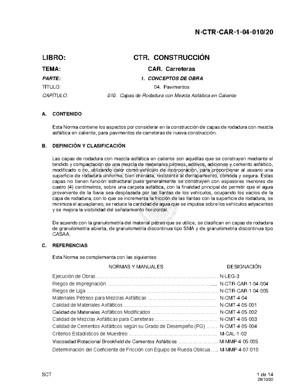 N CTR CAR 1 04 010 20 - Nota - SCT 1 de 14 N·CTR·CAR·1·04·010/ LIBRO ...