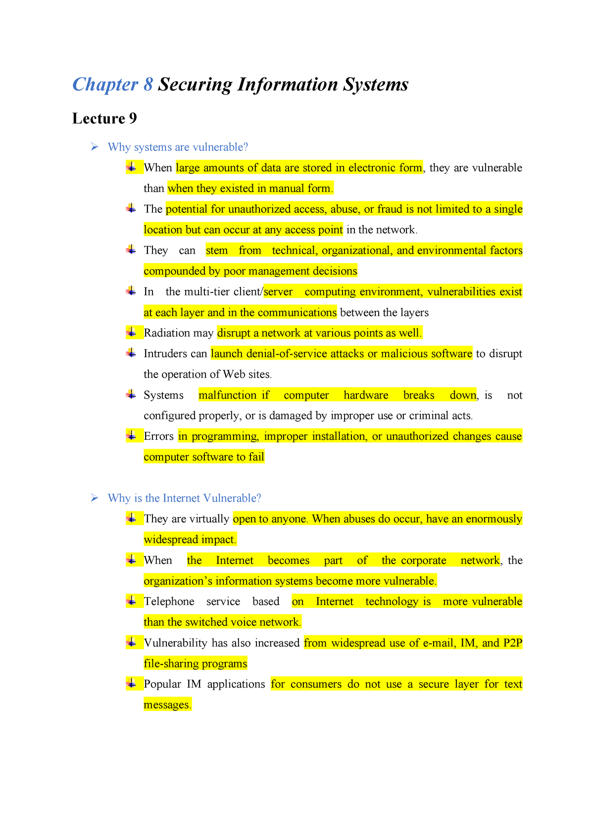 Midterm 2 Chapter 8 Questions And Answers - Chapter 8 Securing ...