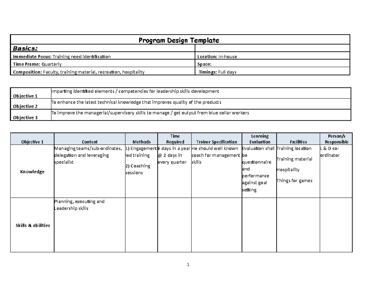 Program Design Template - Studocu