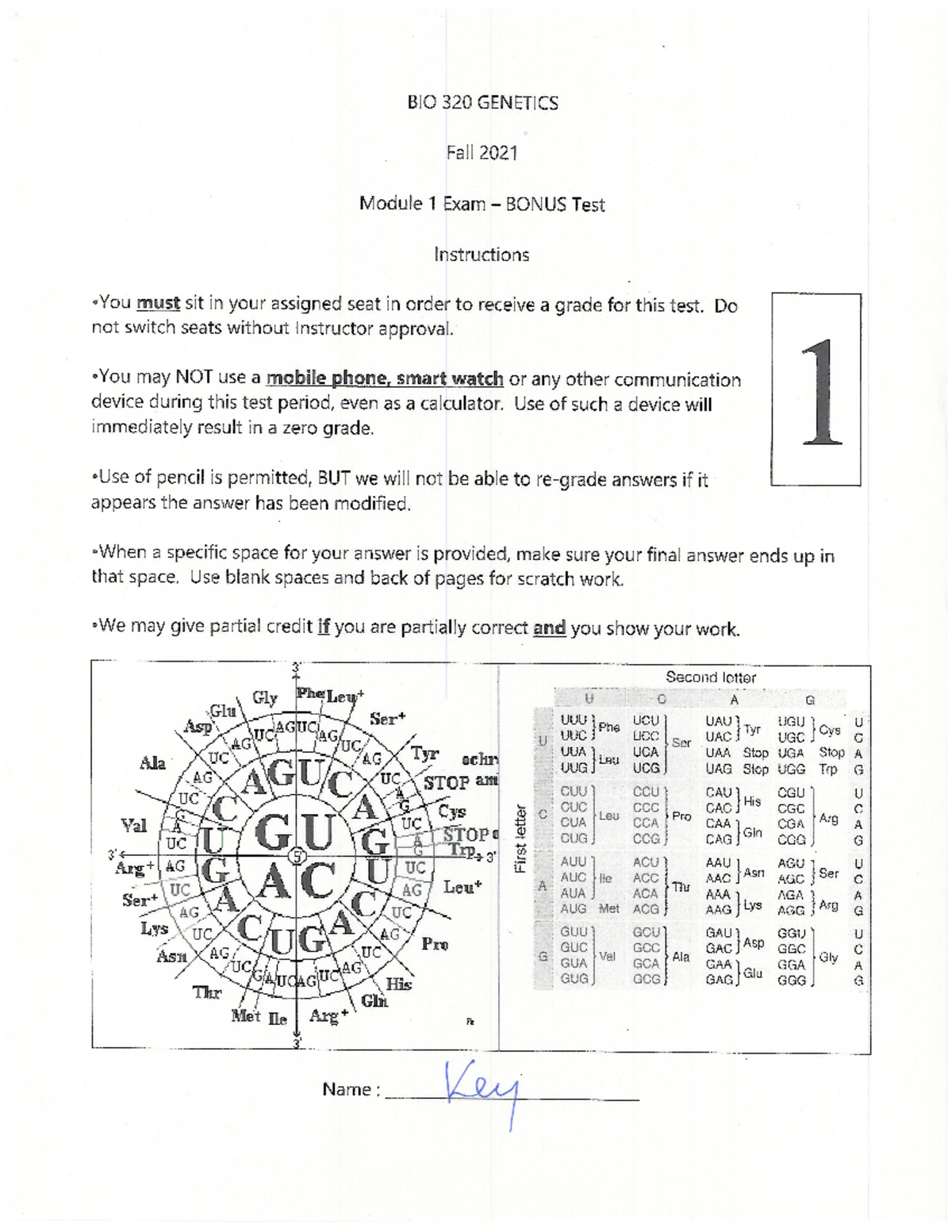 Test 1.B Key - Module 1 Exam Bonus Test With Answers - BIO320 - Studocu