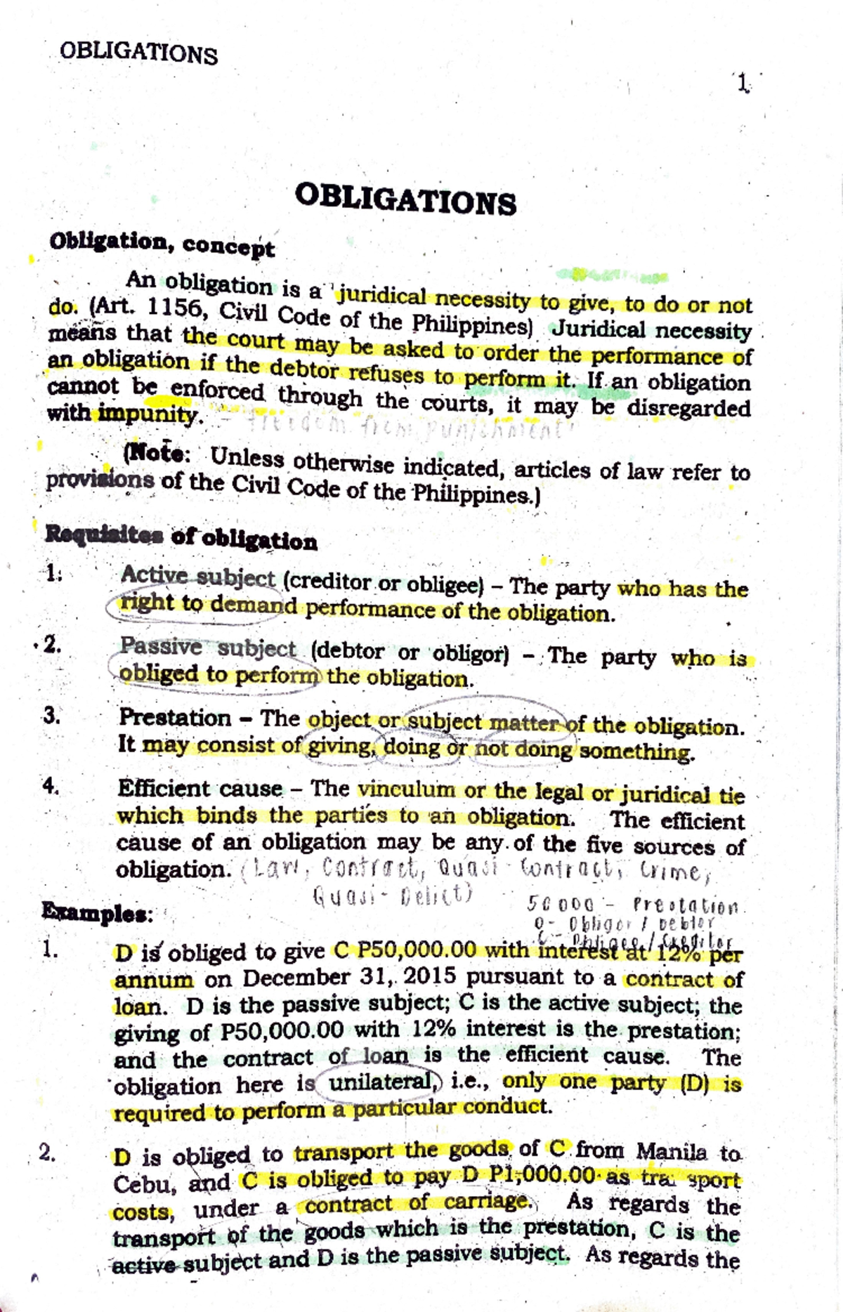 Obligations - Concepts - Corporate Law - Studocu