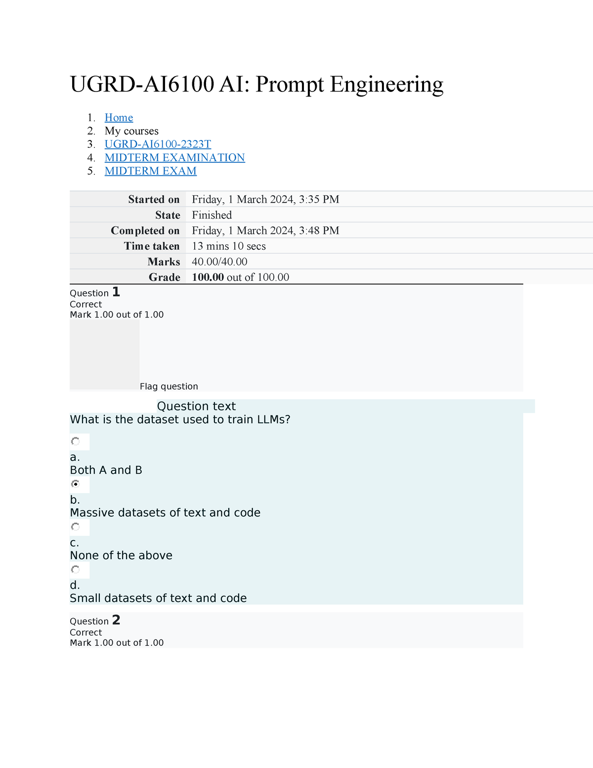 UGRD-AI6100 AI Prompt Engineering Midterm Exams - UGRD-AI6100 AI ...