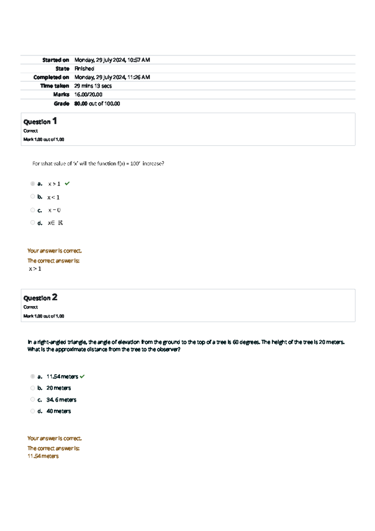 Math 1201 Graded Quiz Unit 6 - Started on Monday, 29 July 2024, 10:57 ...