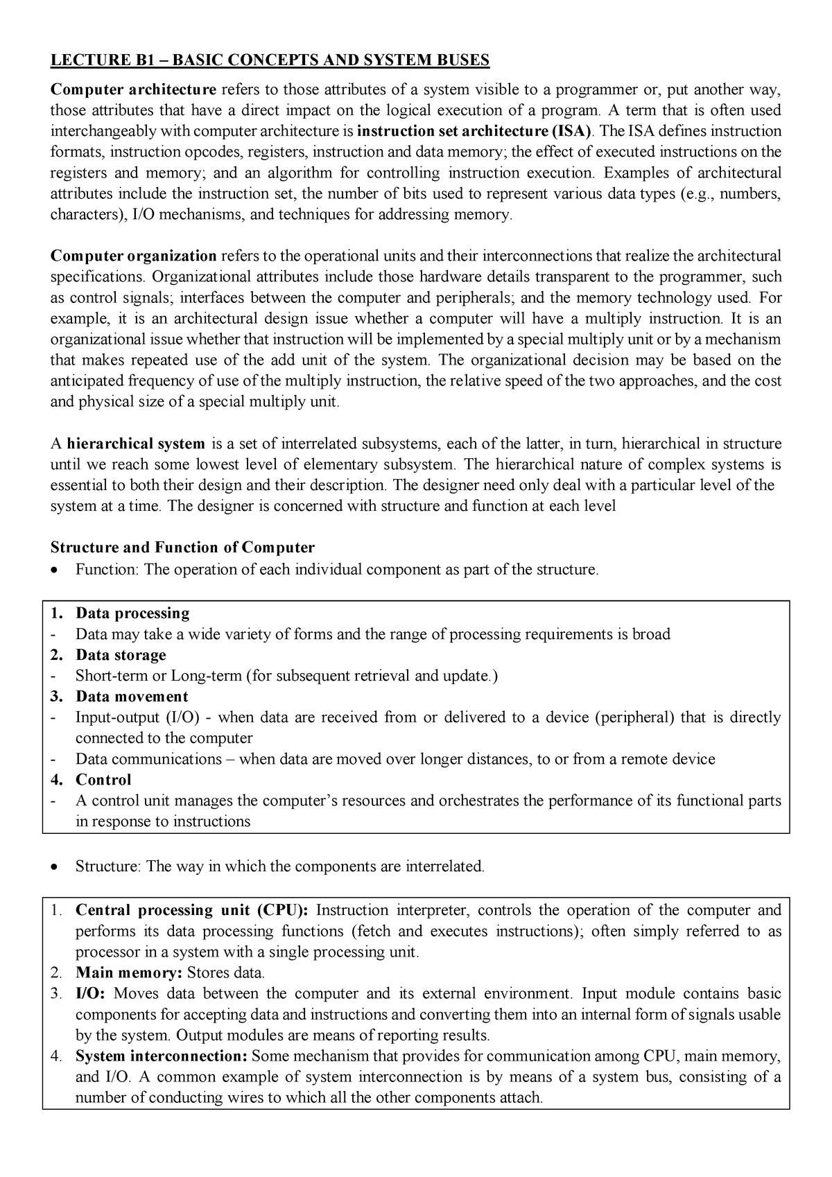 Lecture B1 – Basic Concepts AND System Buses - LECTURE B1 BASIC ...