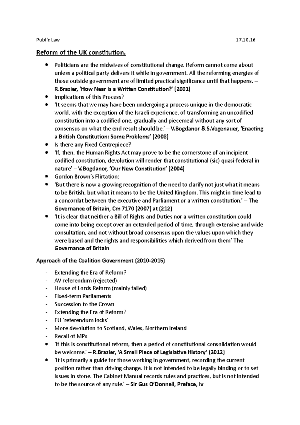Reform of the UK constitution Public Law 17. Reform of the UK