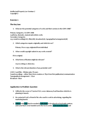 Intellectual Property Law Week 1 - Explains the approach to ownership ...