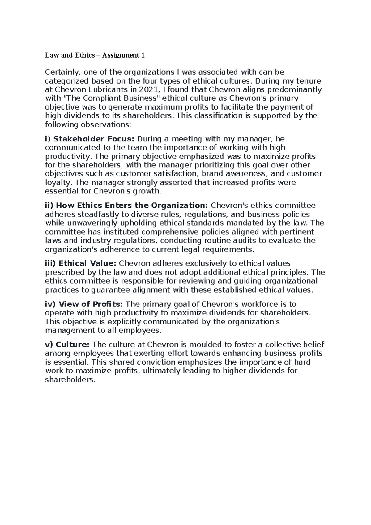 Law and Ethics – Assignment 1 - Law and Ethics – Assignment 1 Certainly ...
