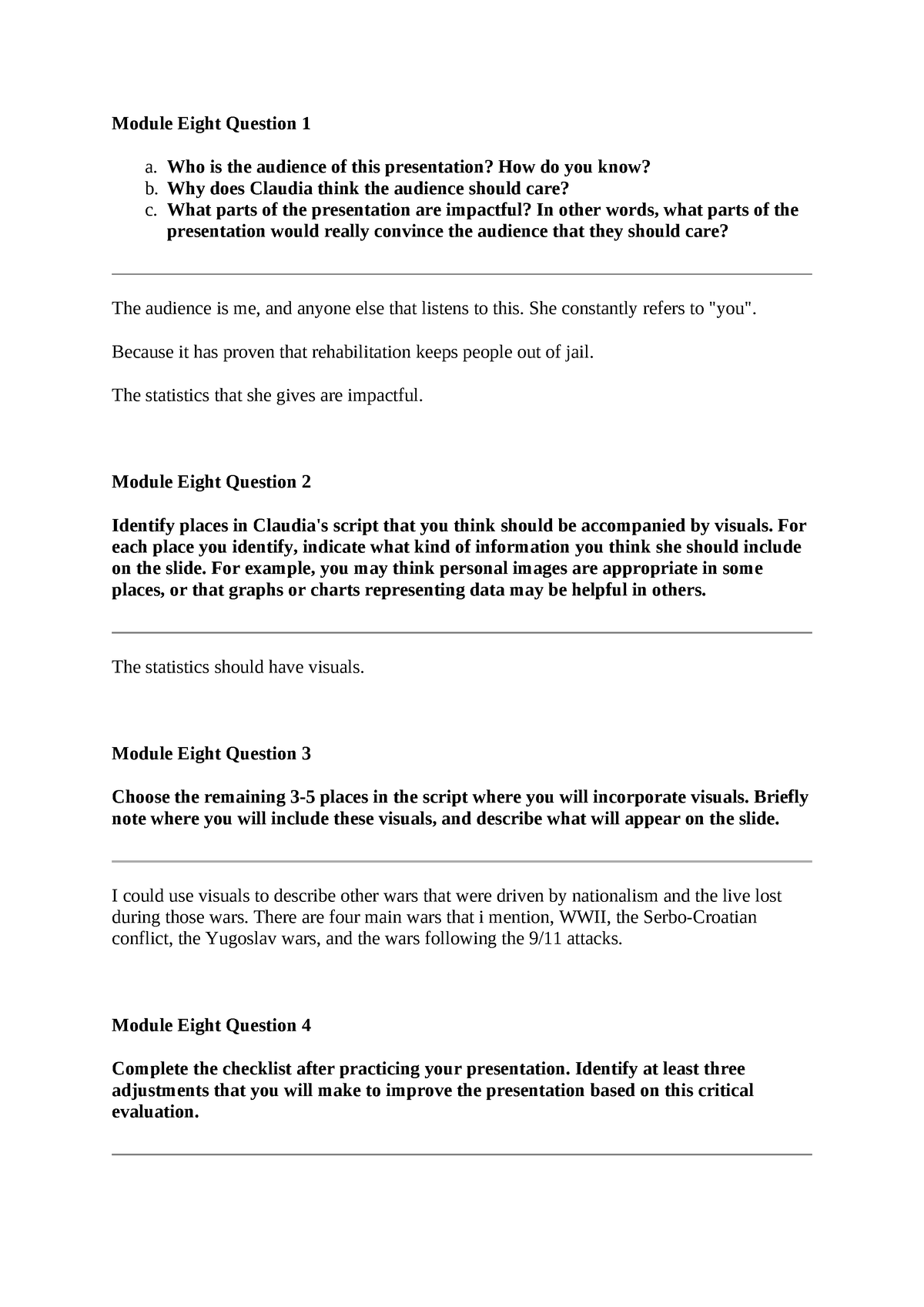 8-2 Short Responses - Module Eight Question 1 A. Who Is The Audience Of ...