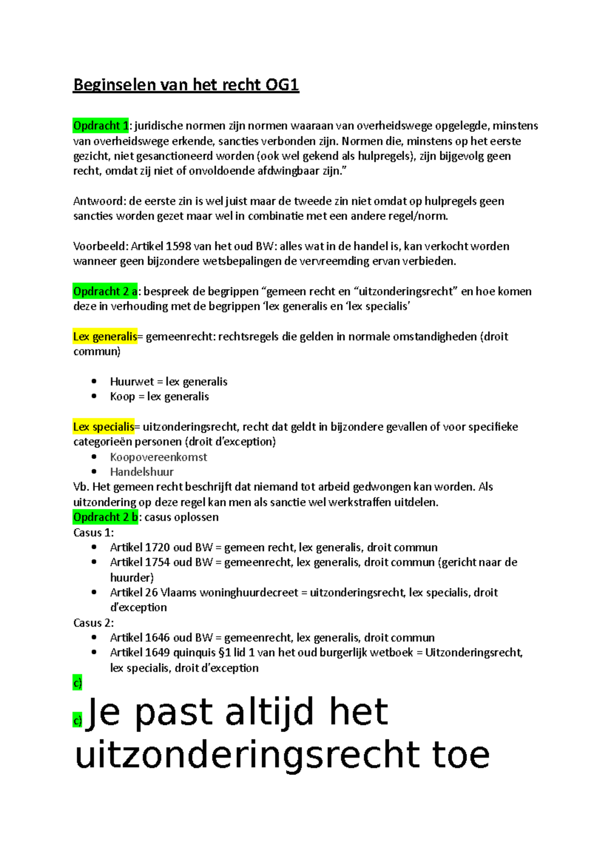 Beginselen Van Het Recht OG1 - Beginselen Van Het Recht OG Opdracht 1 ...