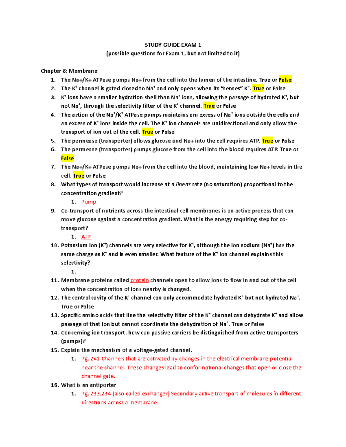 Exam 1 Study Guide - STUDY GUIDE EXAM 1 (possible questions for Exam 1 ...