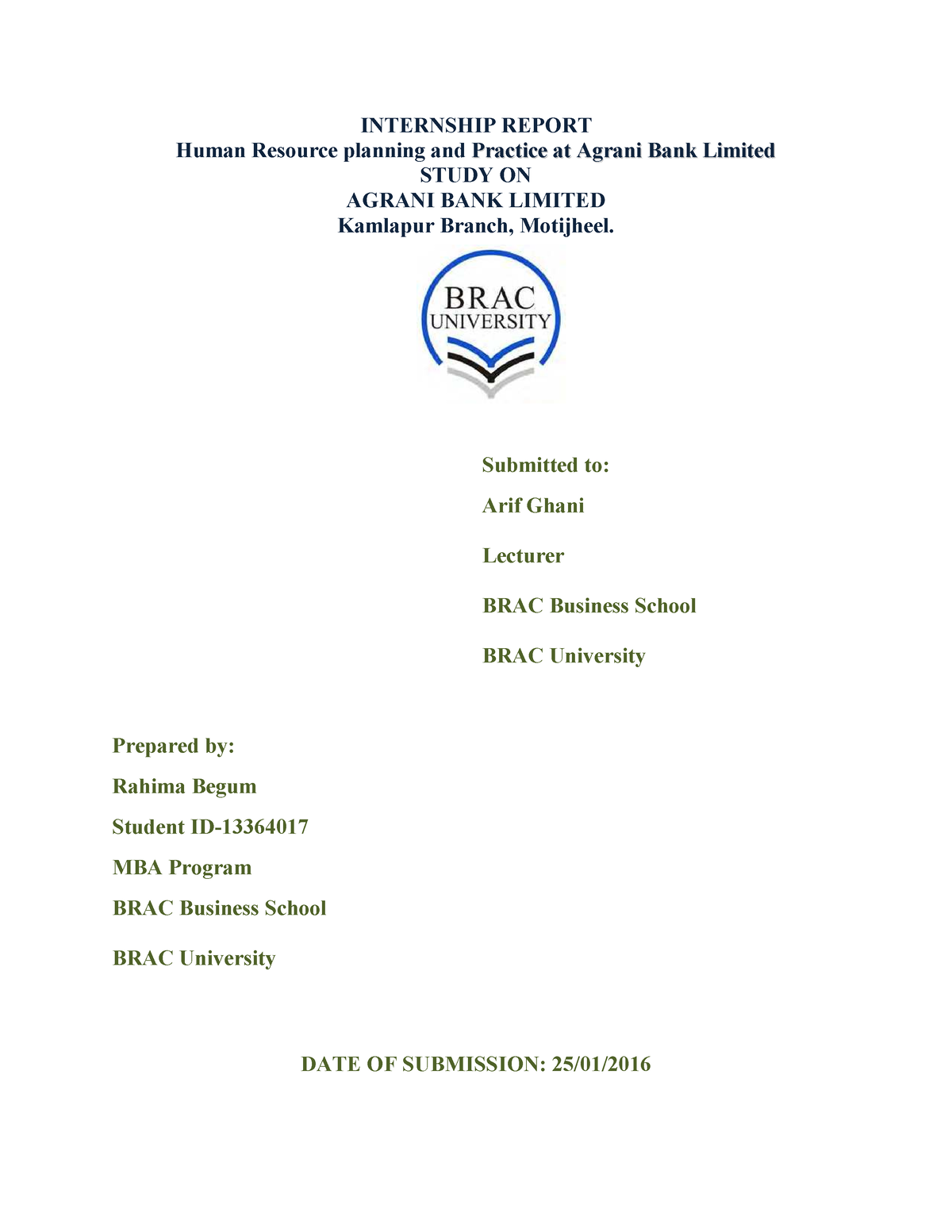 Intern Report On HR INTERNSHIP REPORT Human Resource Planning And   Thumb 1200 1553 